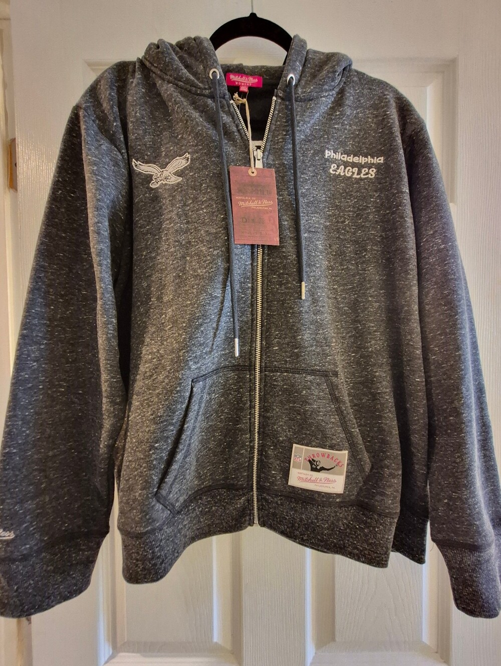Mitchell & Ness Philadelphia Eagles NFL Womens Full Zip Hoodie 2XL Gray